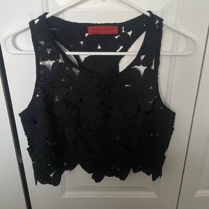 Signature8 Black, floral, crop top. No lining. Never been worn.